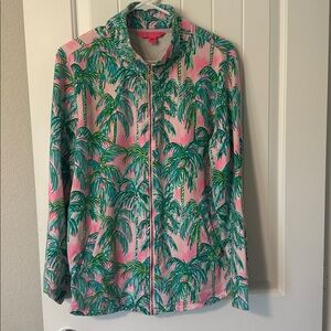 Lilly Pulitzer Green and Pink Palm Print Top